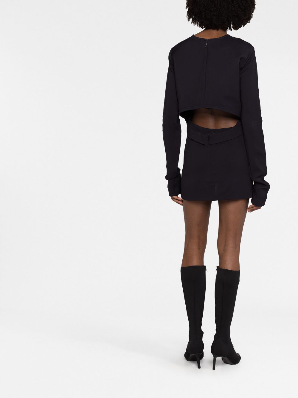 032c Structured Long Sleeve Mini Dress Back View 