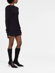032c Structured Long Sleeve Mini Dress Front Back Side View 