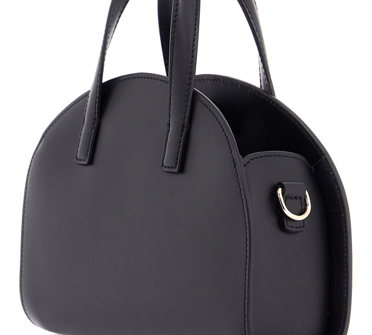 A.P.C. Small Demi-Lune Hand Bag Black Front Side View 