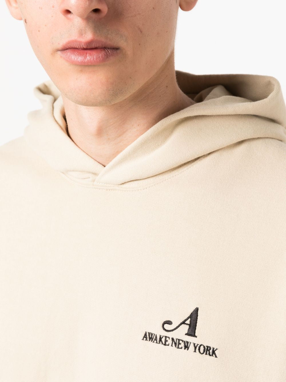 AWAKE NY Embroidered-Logo Cotton Hoodie Close Up View
