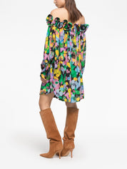 AZ Factory with Lutz Huelle Theodora Floral-Print Off-Shoulder Dress Back Side View