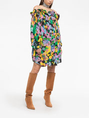 AZ Factory with Lutz Huelle Theodora Floral-Print Off-Shoulder Dress Front Side View