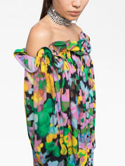 AZ Factory with Lutz Huelle Theodora Floral-Print Off-Shoulder Dress Front Side View
