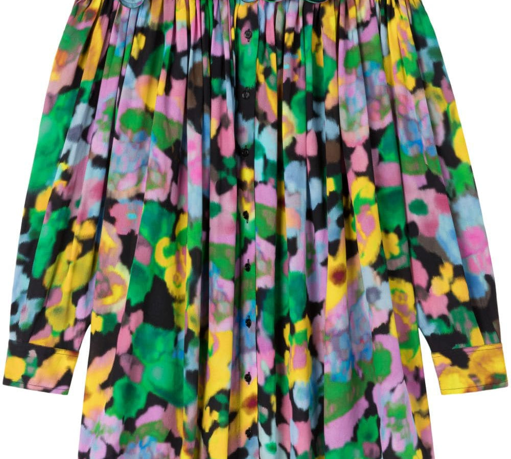 AZ Factory with Lutz Huelle Theodora Floral-Print Off-Shoulder Dress Front View