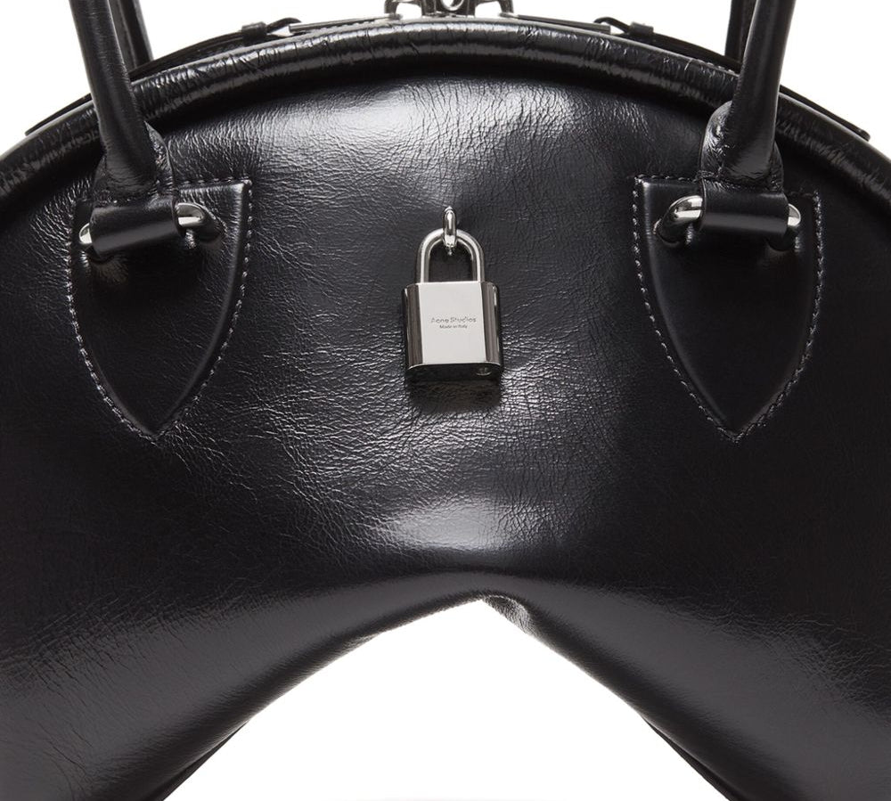 Acne Studios Bowlina Mini Shoulder Bag Black Front Close Up view 