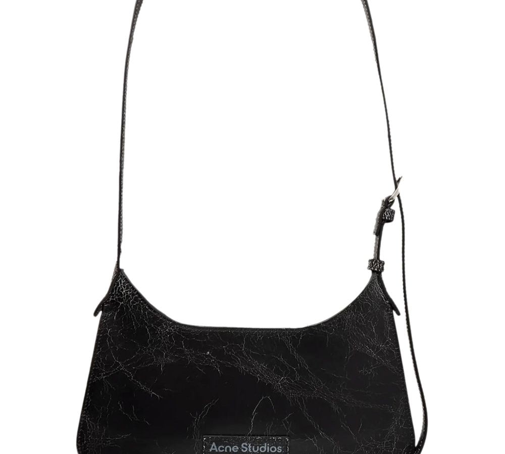 Acne Studios Platt Mini Leather Shoulder Bag Black Front View