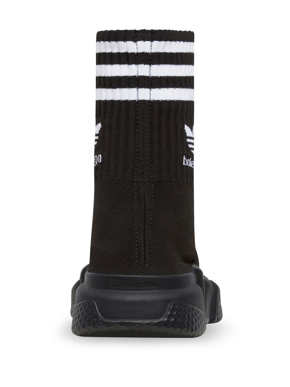 Adidas X Balenciaga Intarsia-Knit Logo Sock-Style Sneakers Back Side View 