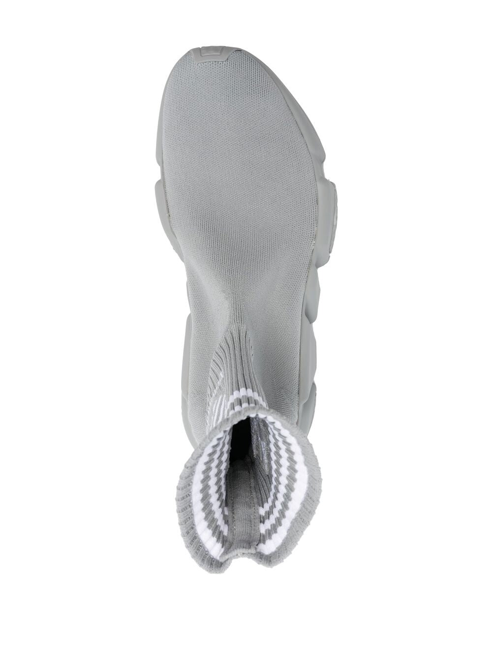 Adidas X Balenciaga Intarsia-Knit Logo Sock-Style Sneakers Grey Top View