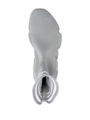 Adidas X Balenciaga Intarsia-Knit Logo Sock-Style Sneakers Grey Top View