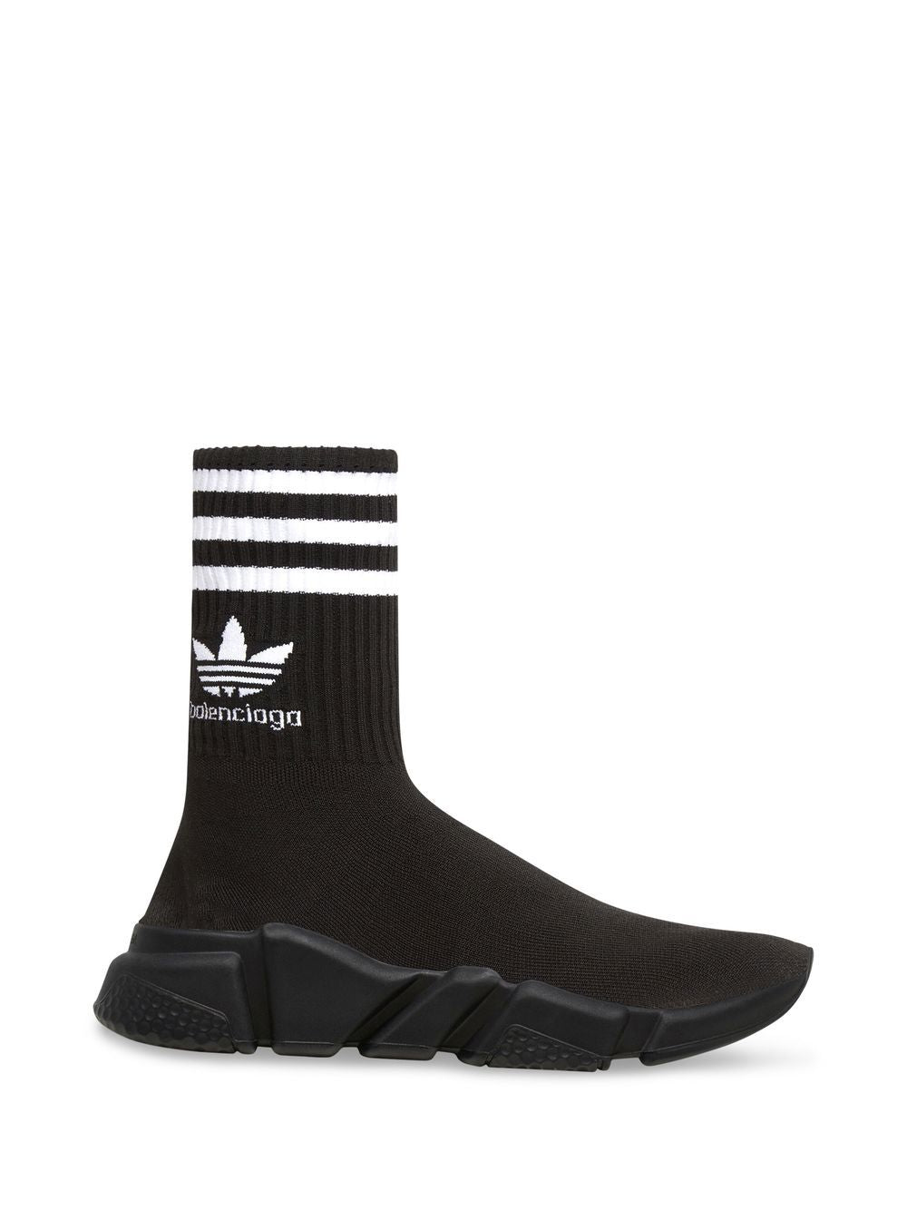 Adidas X Balenciaga Intarsia-Knit Logo Sock-Style Sneakers Opposite Side View 