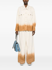 Alanui Cotton Denim High-Rise Wide Leg Jeans Far Front View