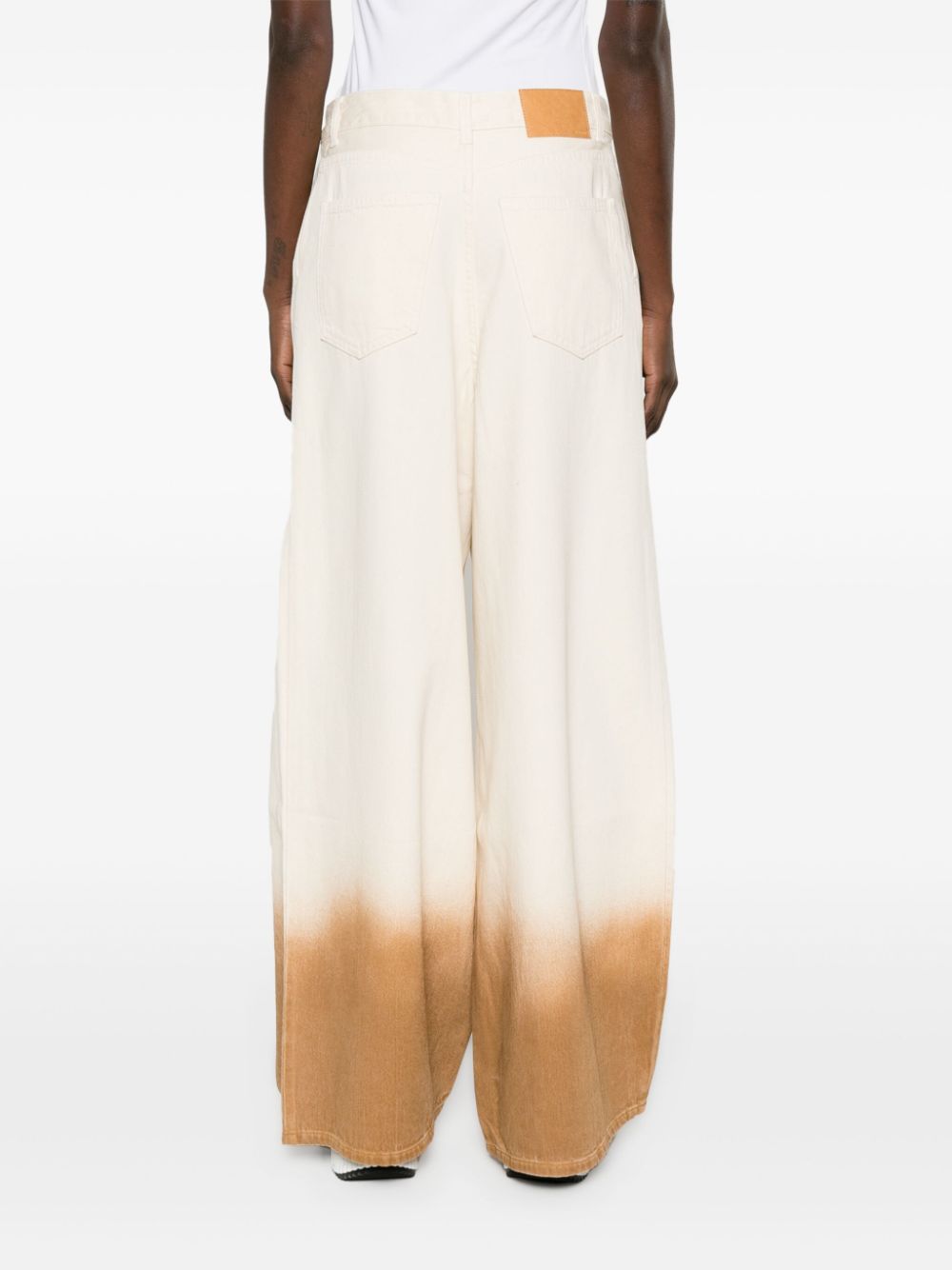 Alanui Cotton Denim High-Rise Wide Leg Jeans back side view 