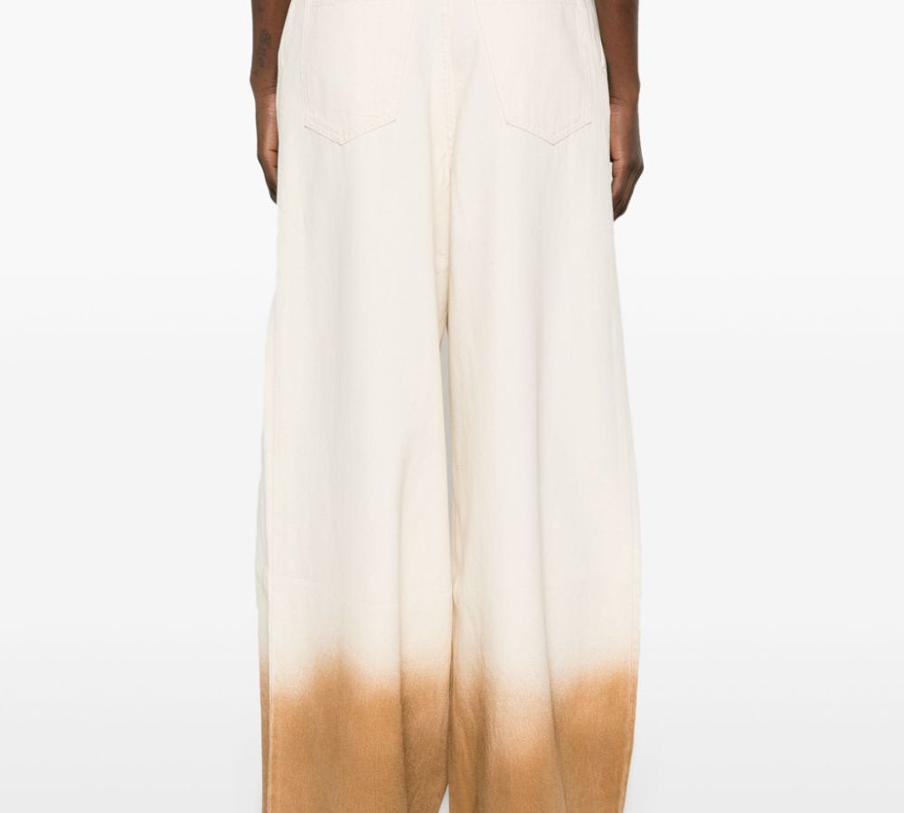 Alanui Cotton Denim High-Rise Wide Leg Jeans back side view 
