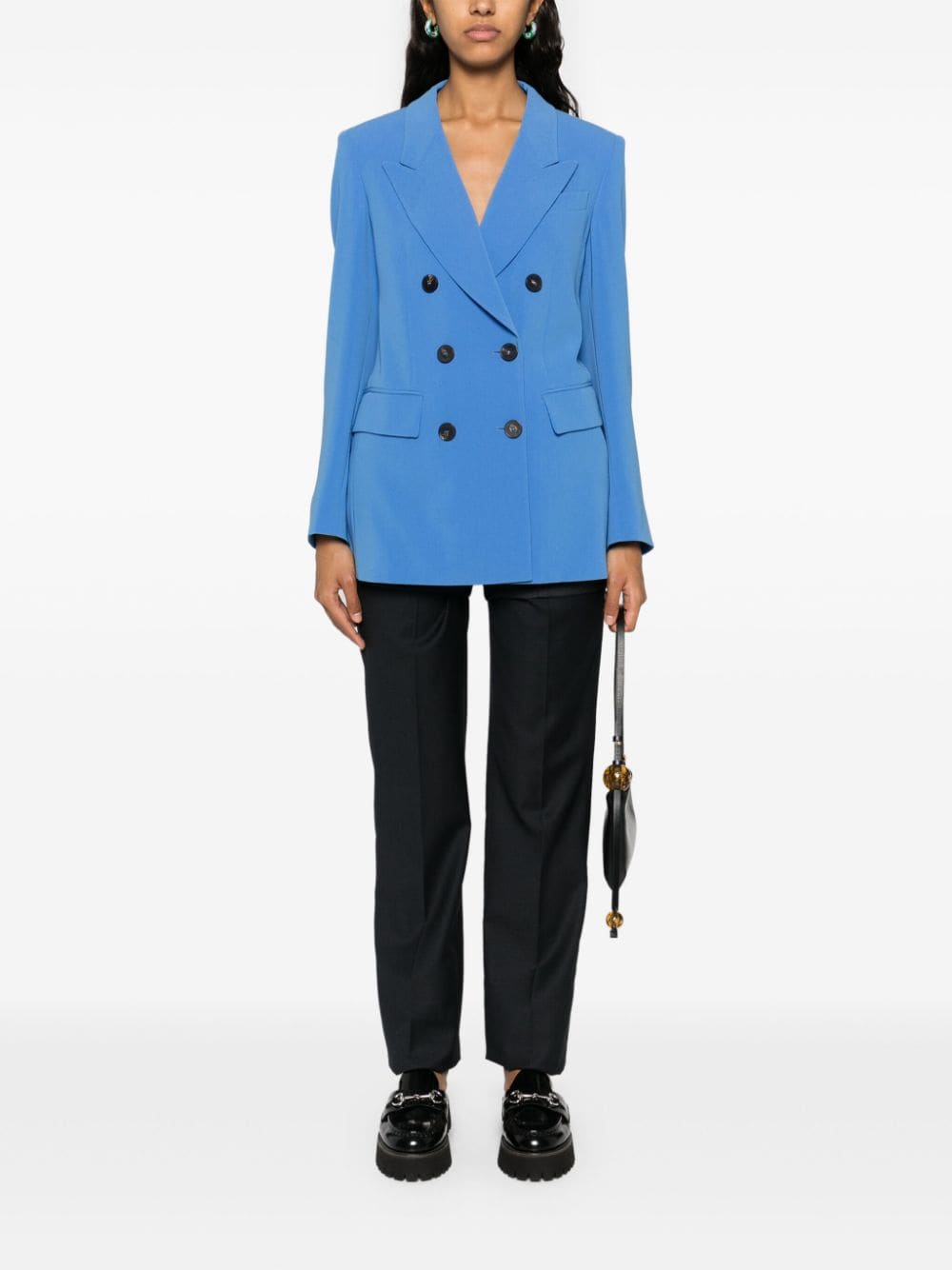Alberto Biani Long Sleeve Double Breasted Button Fastening Jacket Front Far View
