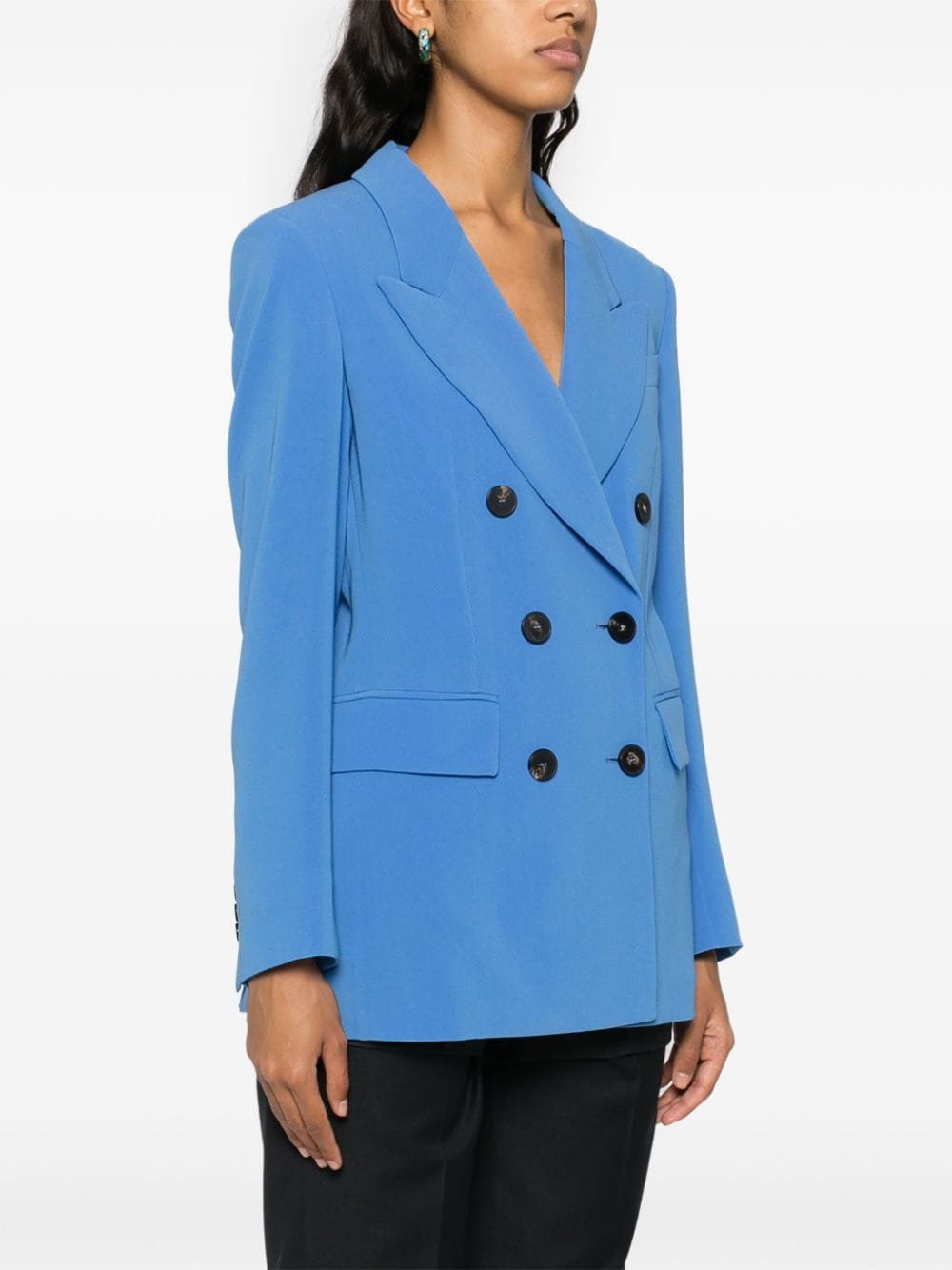 Alberto Biani Long Sleeve Double Breasted Button Fastening Jacket Front Side Far View
