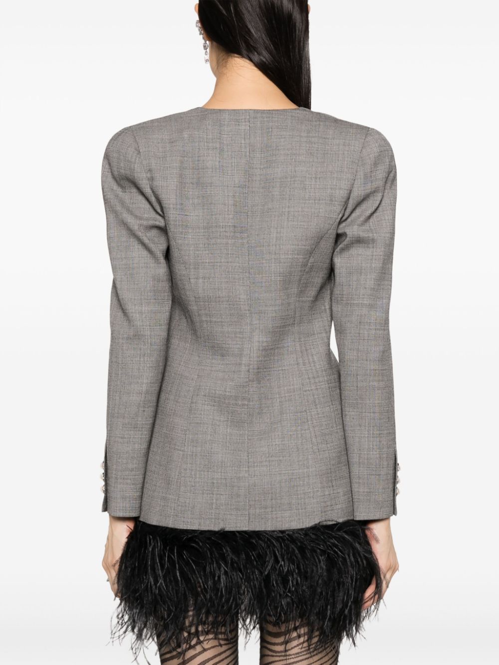 Alessandra Rich Virgin Wool Double-Breasted Long Sleeve Jacket Backside View