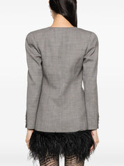 Alessandra Rich Virgin Wool Double-Breasted Long Sleeve Jacket Backside View