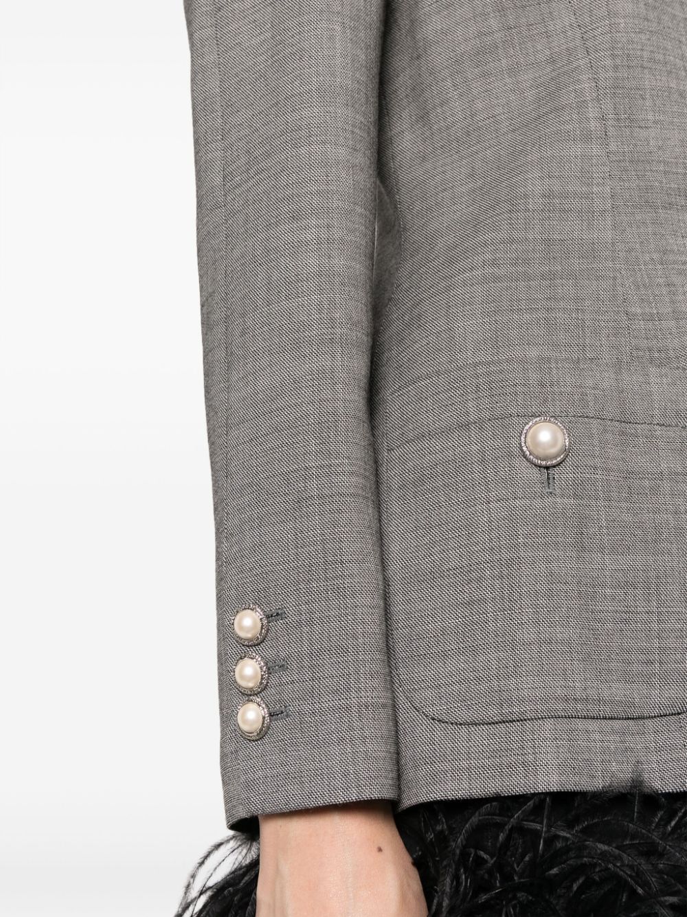 Alessandra Rich Virgin Wool Double-Breasted Long Sleeve Jacket Close View