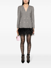 Alessandra Rich Virgin Wool Double-Breasted Long Sleeve Jacket Far Front View
