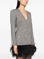 Alessandra Rich Virgin Wool Double-Breasted Long Sleeve Jacket Front View