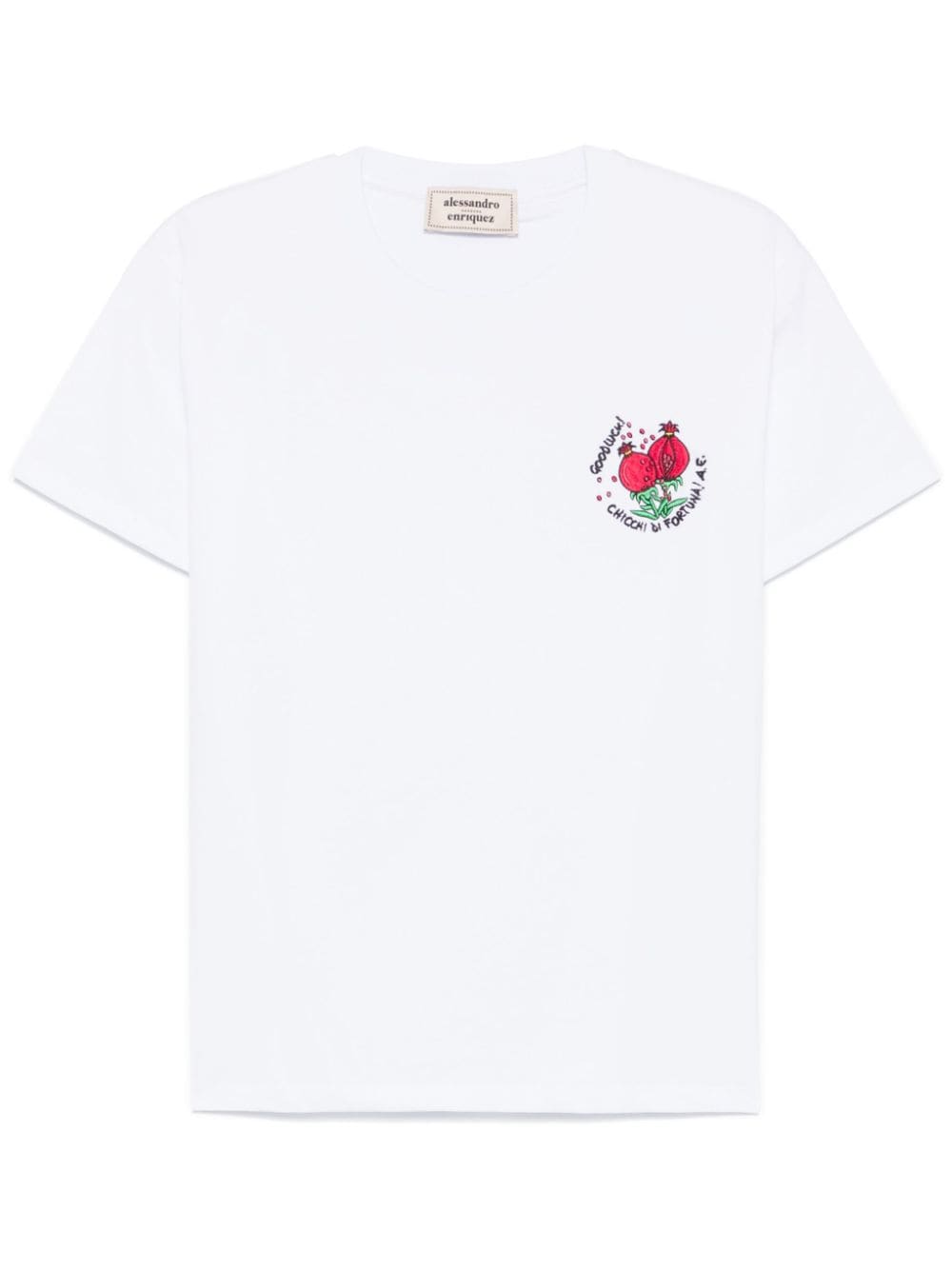 Alessandro Enriquez Cotton Lightweight Embroidered T-Shirt White  Front Side