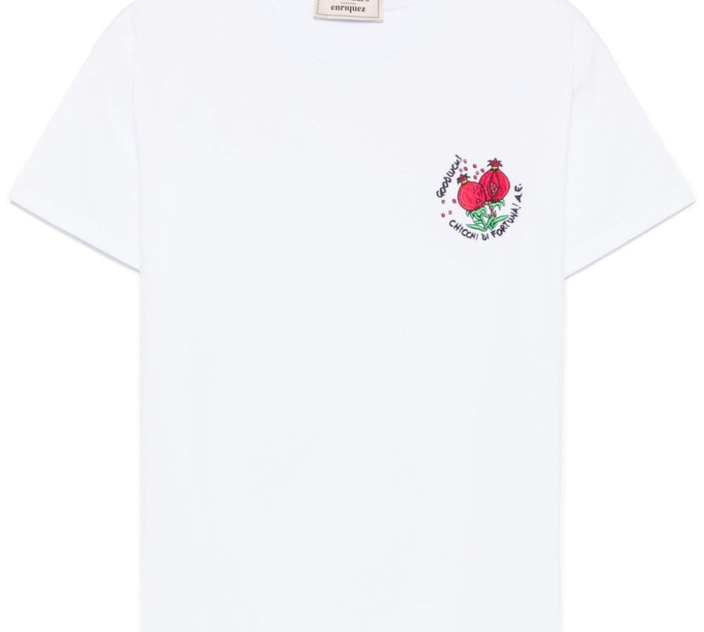 Alessandro Enriquez Cotton Lightweight Embroidered T-Shirt White  Front Side