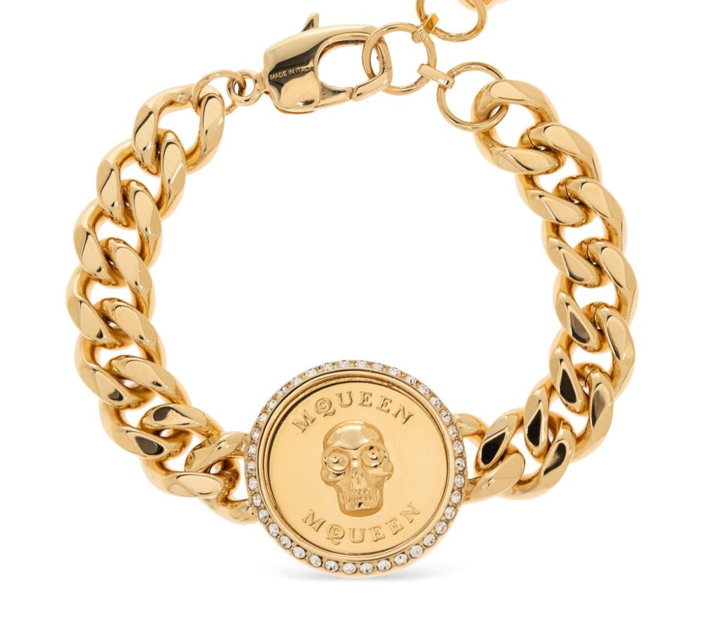 Alexander McQueen Gold-Tone Lobster Claw Skull Bracelet 1 