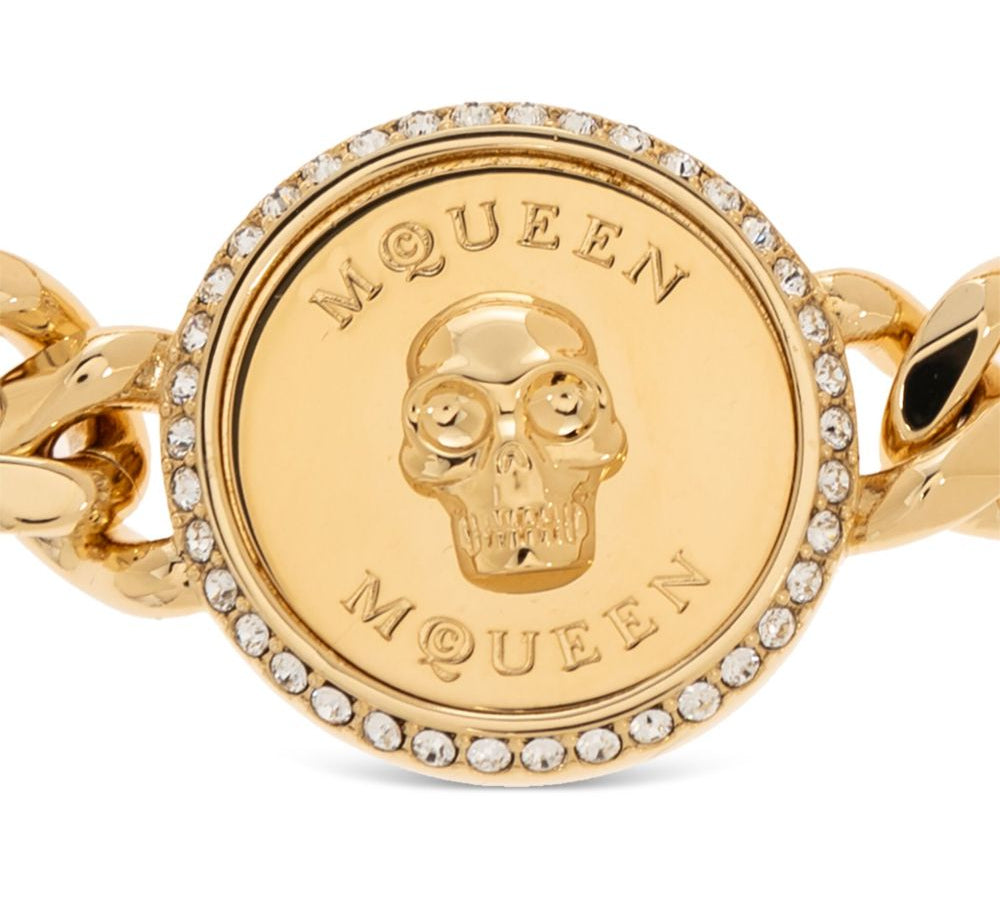 Alexander McQueen Gold-Tone Lobster Claw Skull Bracelet 2 