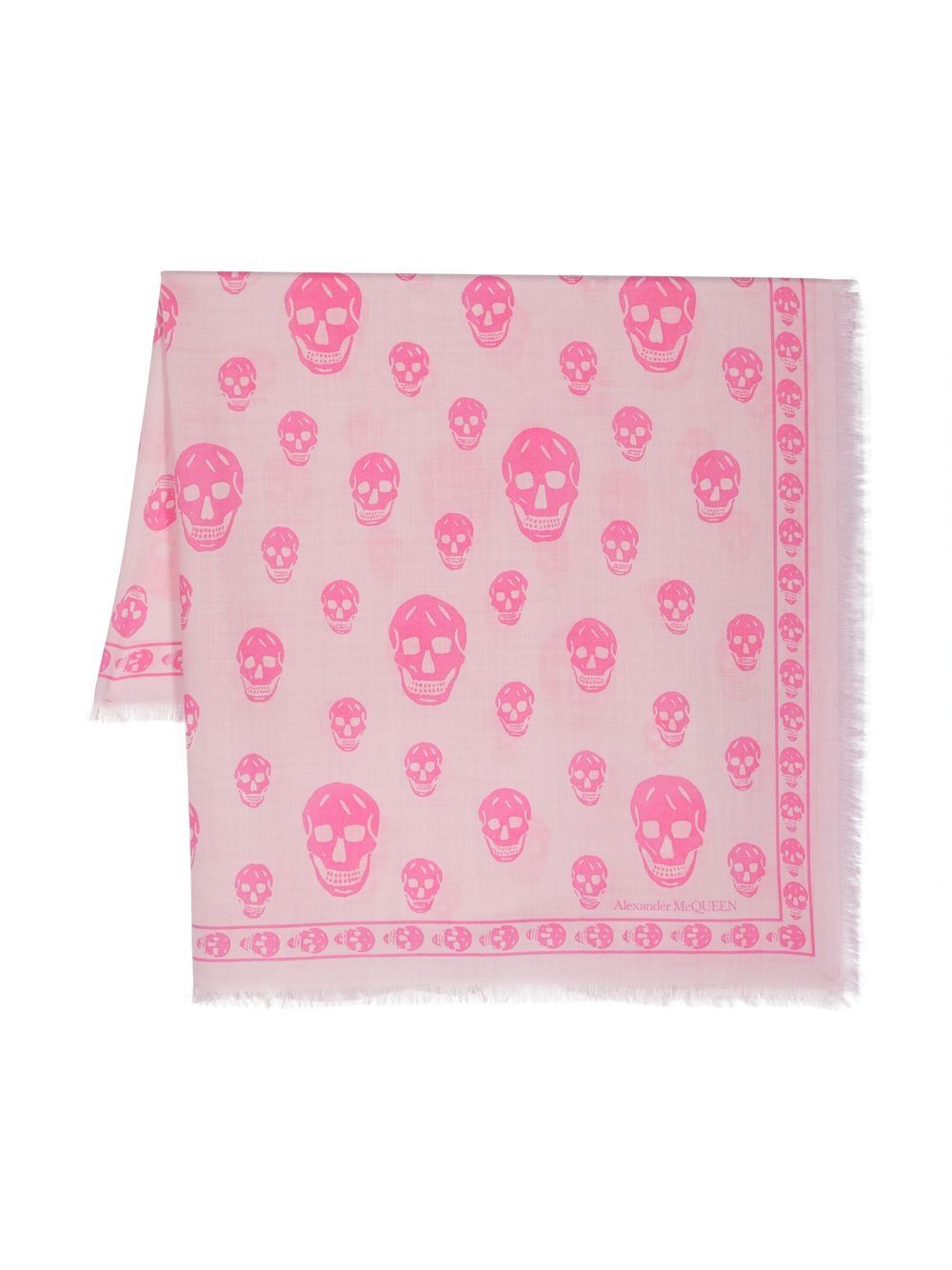 Alexander McQueen Skull-Print Wool Scarf Pink 1 