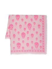 Alexander McQueen Skull-Print Wool Scarf Pink 1 