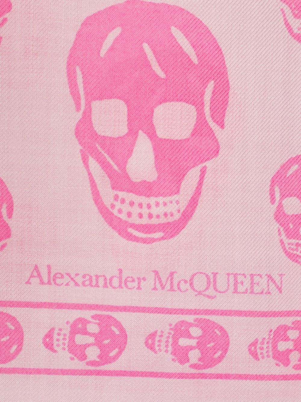 Alexander McQueen Skull-Print Wool Scarf Pink 2 