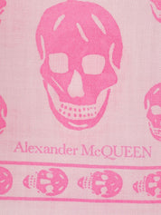 Alexander McQueen Skull-Print Wool Scarf Pink 2 
