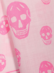 Alexander McQueen Skull-Print Wool Scarf Pink 3