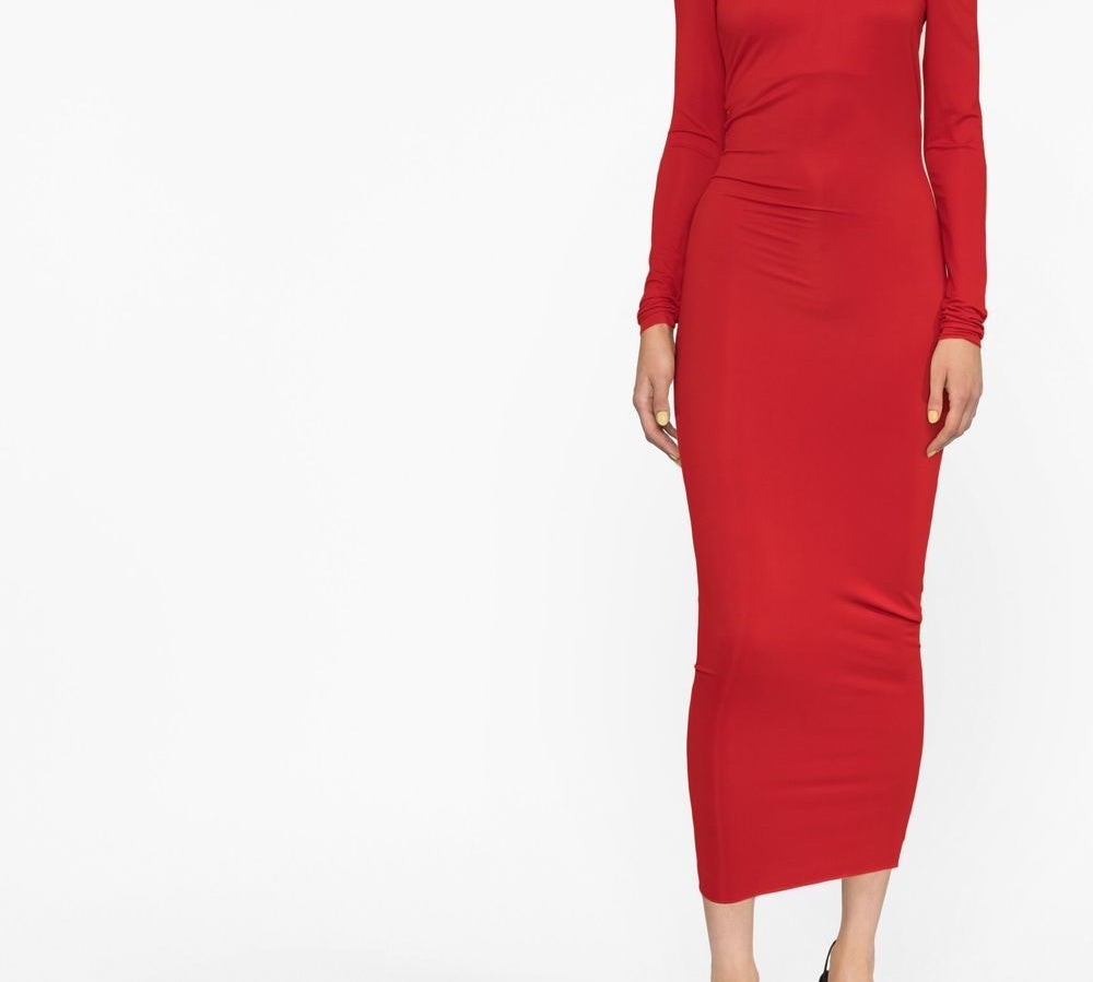 Alexandre Vauthier Cut-Out Midi Dress Red Far Front View