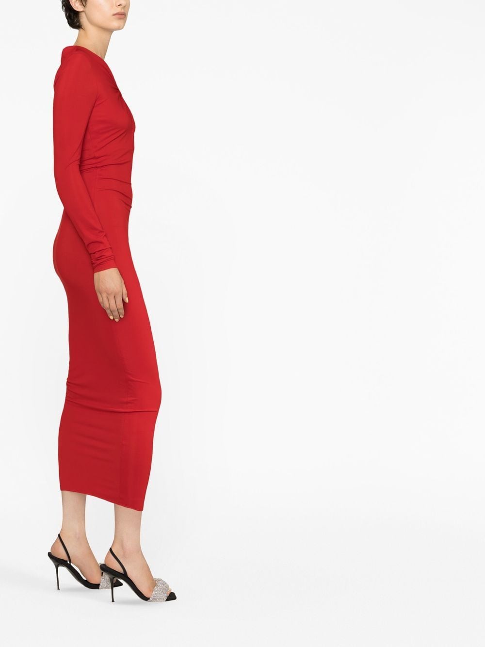 Alexandre Vauthier Cut-Out Midi Dress Red Far Side View