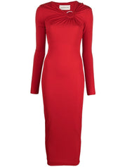 Alexandre Vauthier Cut-Out Midi Dress Red Front View