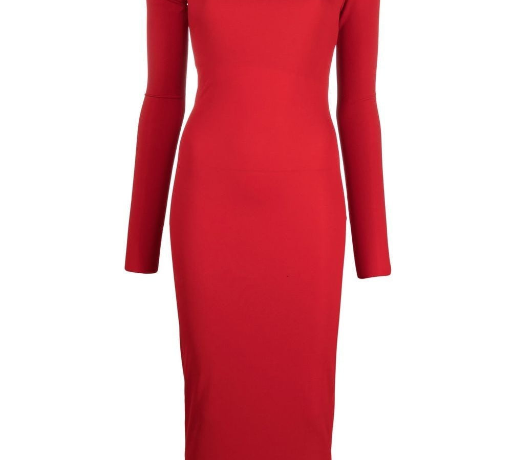 Alexandre Vauthier Cut-Out Midi Dress Red Front View