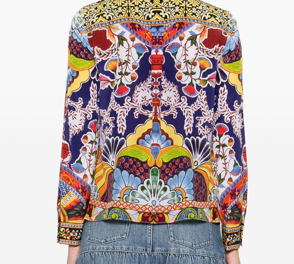 Alice + Olivia Front Button Floral Print Shirt Back Side View
