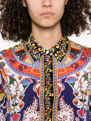 Alice + Olivia Front Button Floral Print Shirt Close Up View