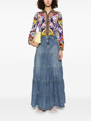 Alice + Olivia Front Button Floral Print Shirt Far Front View