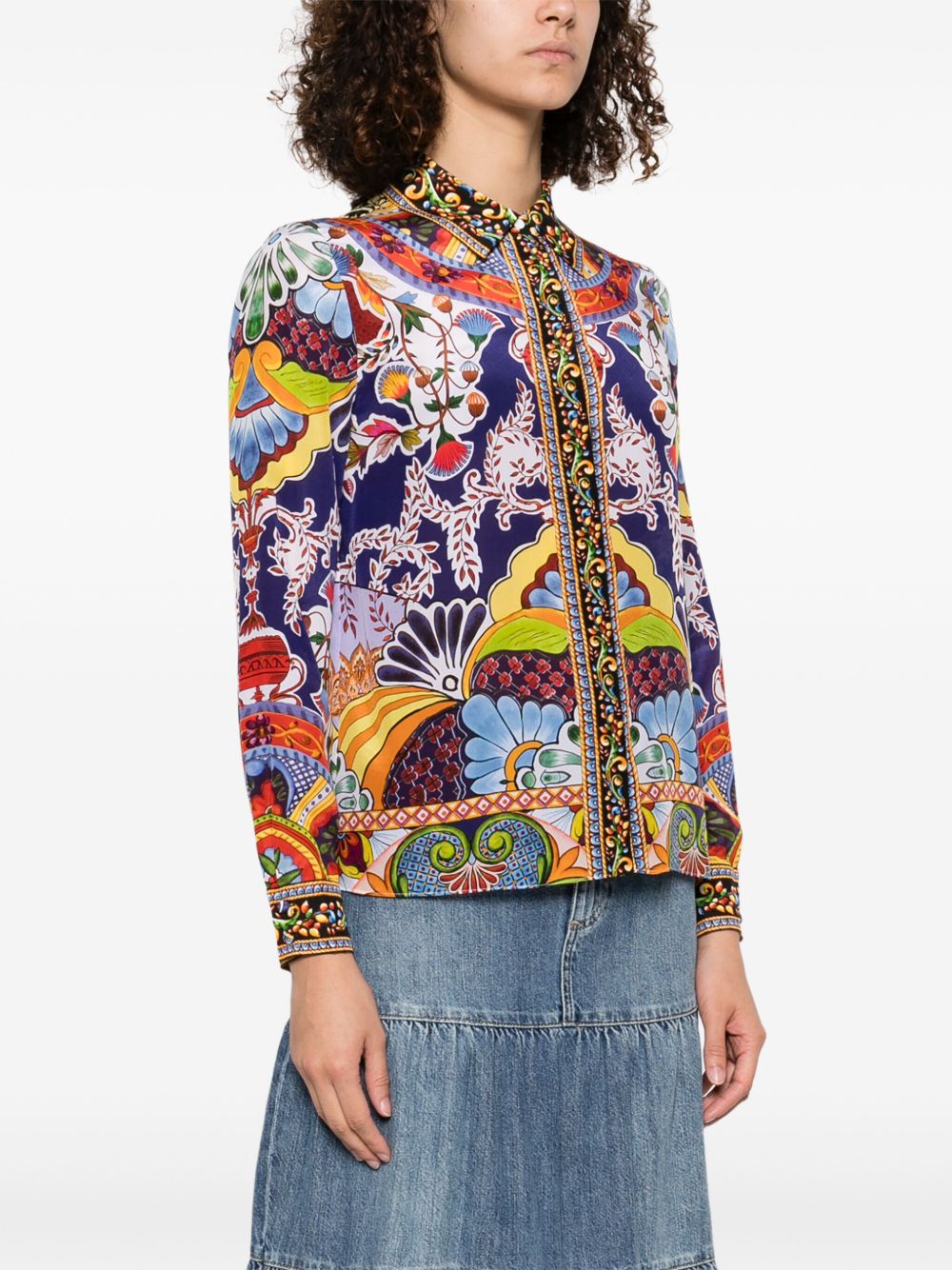 Alice + Olivia Front Button Floral Print Shirt Front Side View