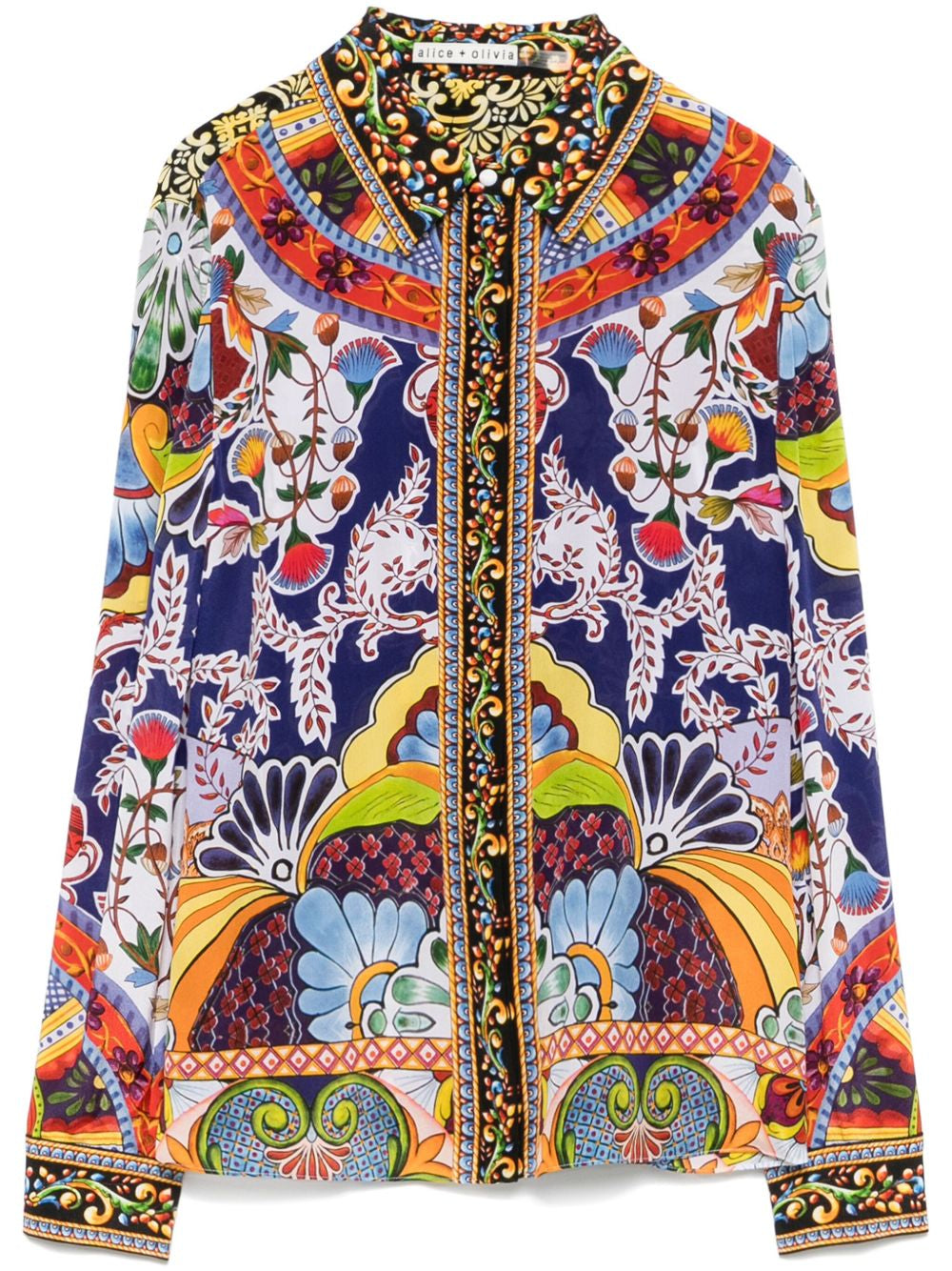Alice + Olivia Front Button Floral Print Shirt Front View