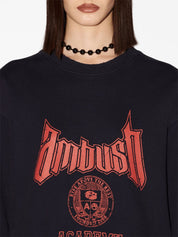 Ambush Academy Cotton-Blend Sweatshirt Black Front Close Up View 