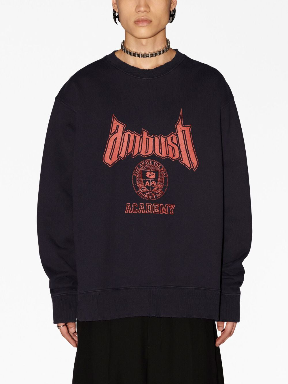 Ambush Academy Cotton-Blend Sweatshirt Black Standard FRONT View Model