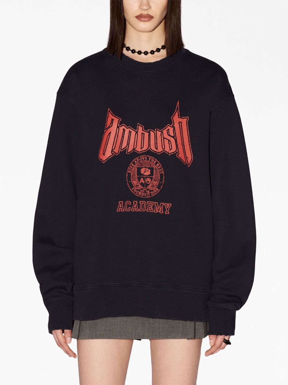 Ambush Academy Cotton-Blend Sweatshirt Black Standard Front View 