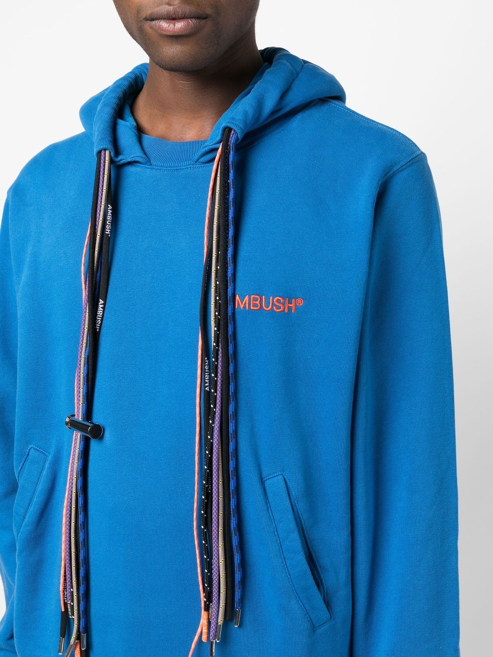 Ambush Multi-Chord Drawstring Cotton Hoodie Front Close Up View