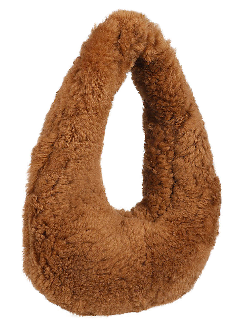 Anita Bilardi Faux Fur Shoulder Bag Camel Front Side View