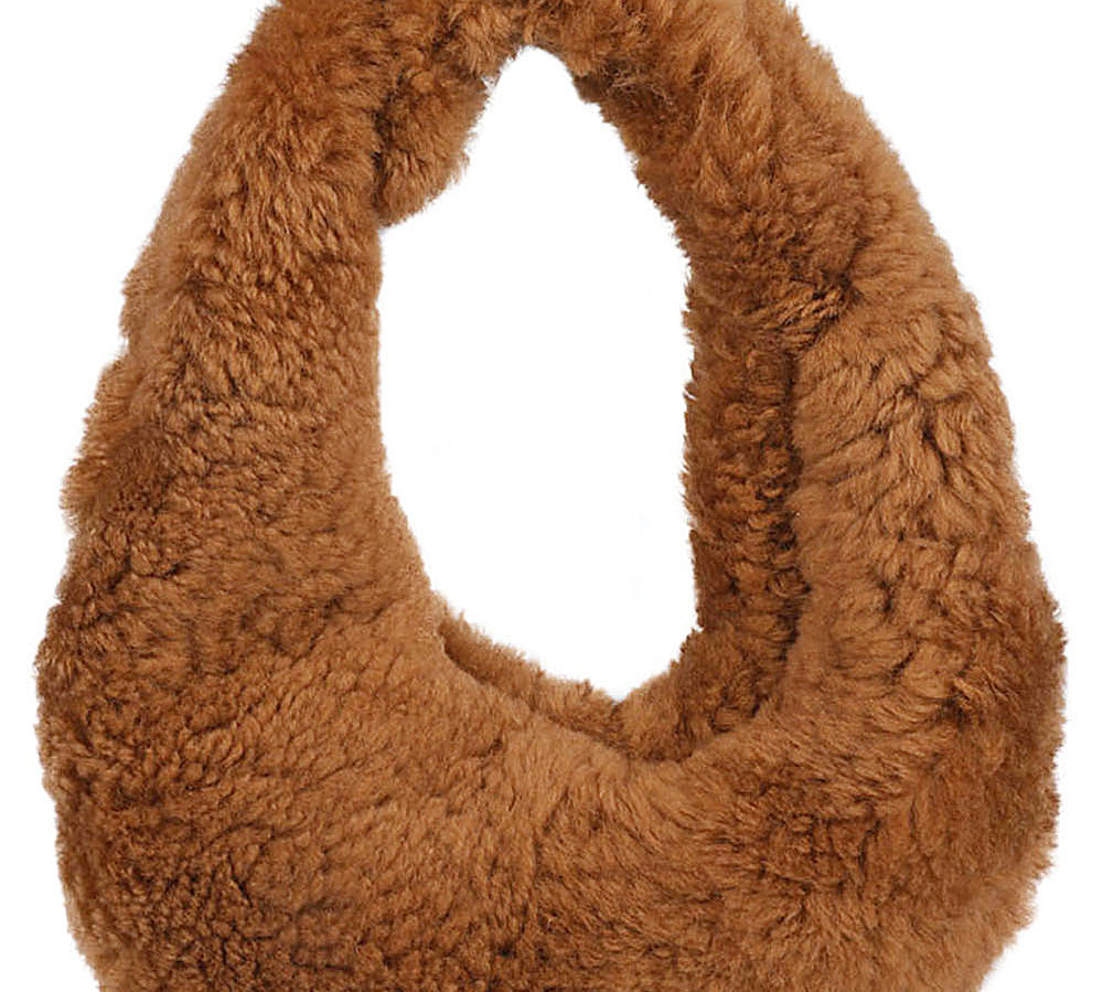 Anita Bilardi Faux Fur Shoulder Bag Camel Front View