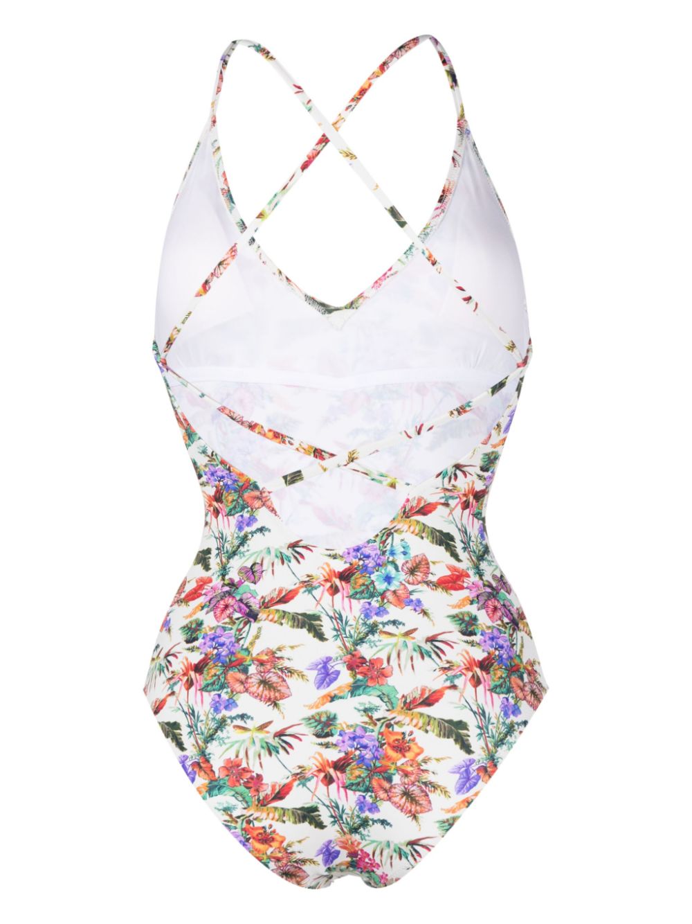 Anjuna Mara Floral-Print Scoop-Neck One-Piece Swimsuit Back Side View