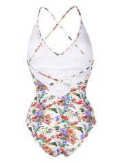 Anjuna Mara Floral-Print Scoop-Neck One-Piece Swimsuit Back Side View
